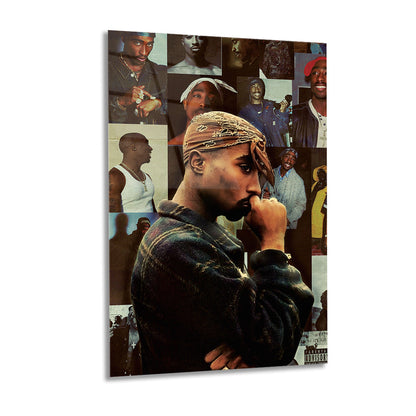 Tupac Shakur Collage Glass wall art