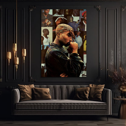 Tupac Shakur Collage Glass wall art