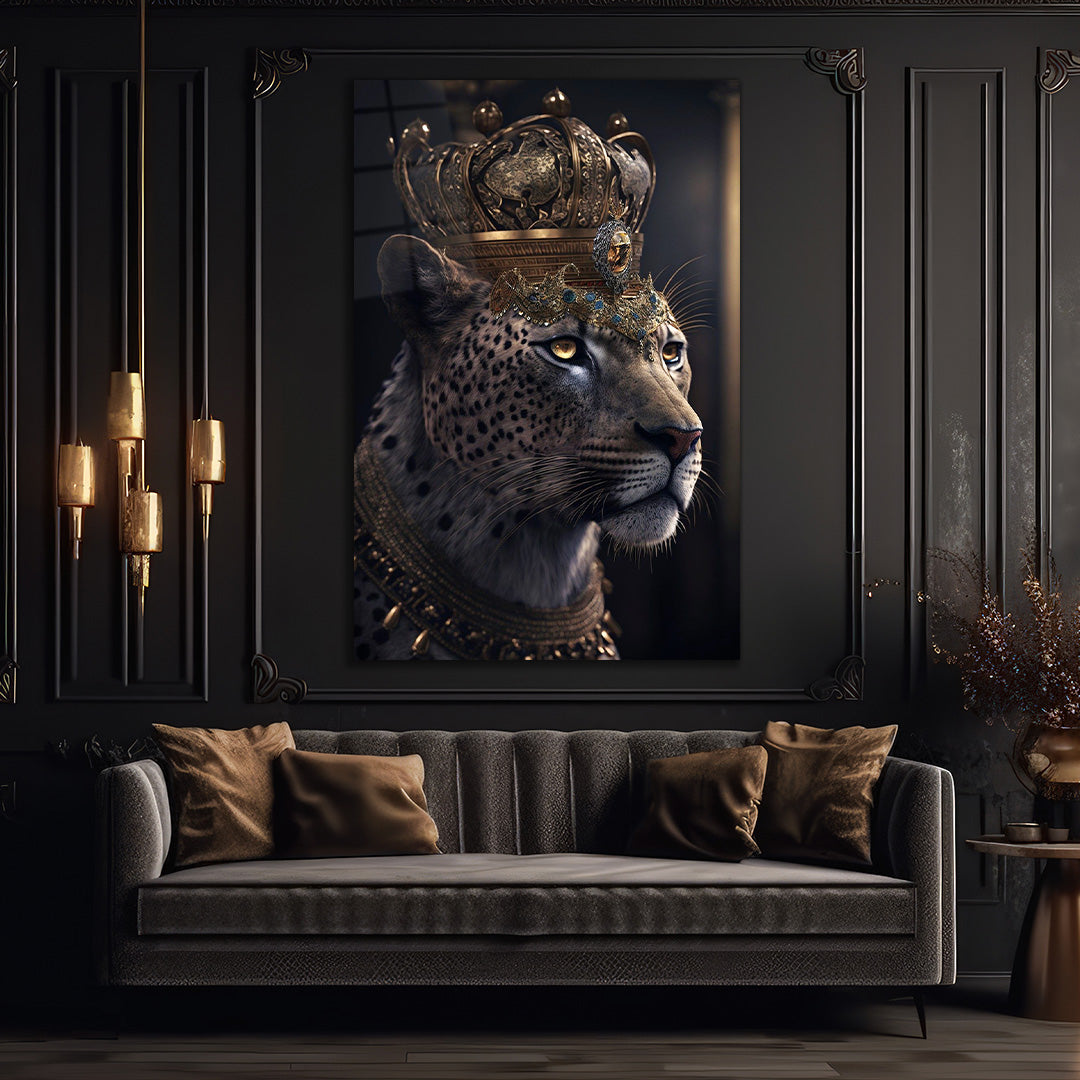 Regal Leopard Glass wall art