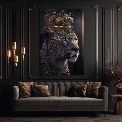 Regal Leopard Glass wall art