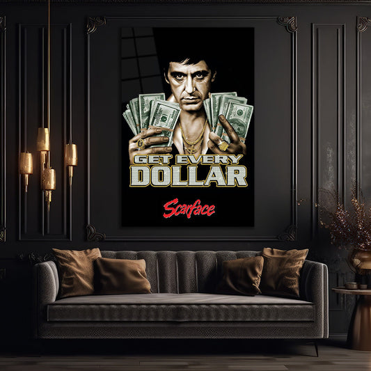Scarface with Dollar Glass wall art