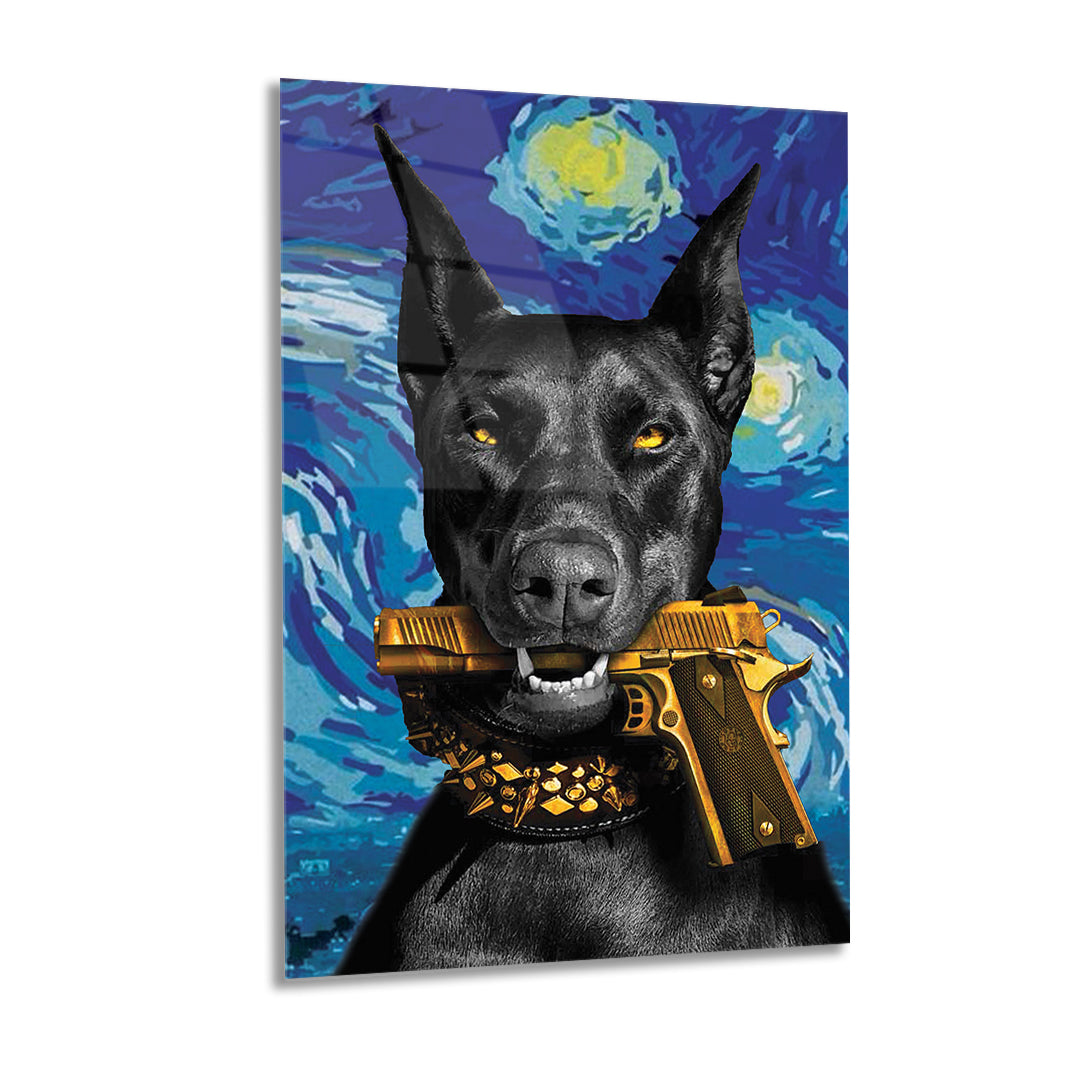 Van Gogh's with dog Glass wall art