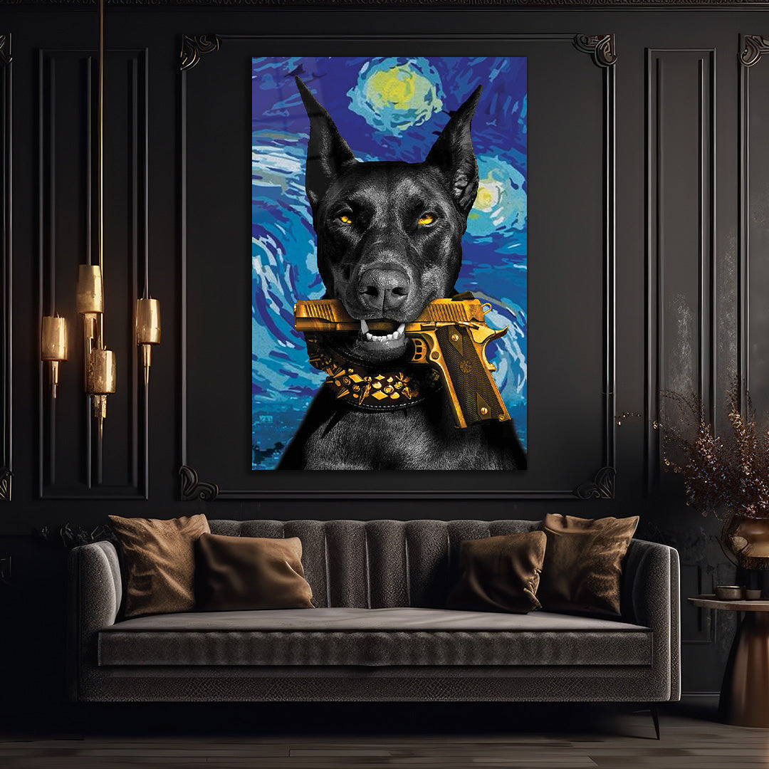 Van Gogh's with dog Glass wall art