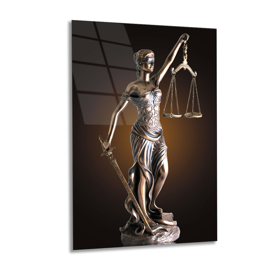 Lady Justice Statue - Sword and Scales Symbol of Law Glass wall art