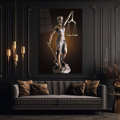 Lady Justice Statue - Sword and Scales Symbol of Law Glass wall art