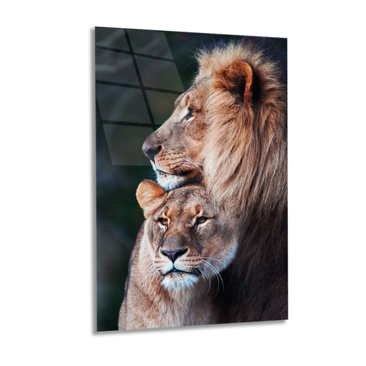 Lion and Lioness - Glass wall art