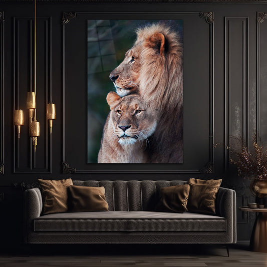 Lion and Lioness - Glass wall art