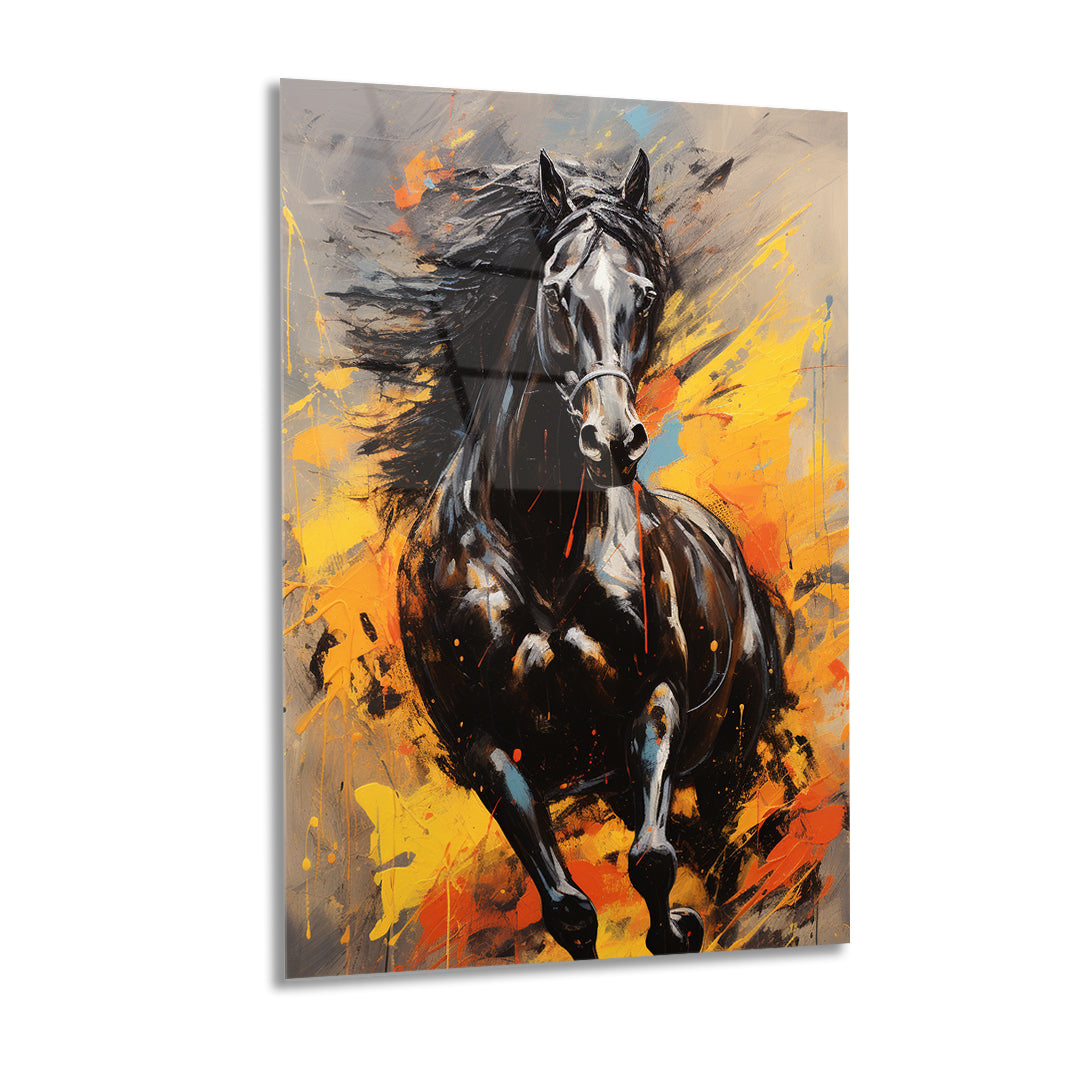 Horse Abstract - Glass Wall Art