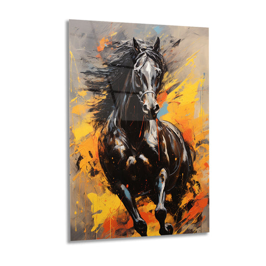 Horse Abstract - Glass Wall Art