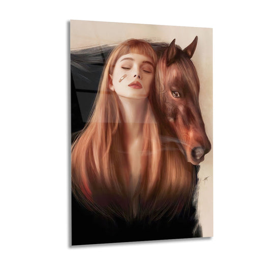 Girl with Horse in Background