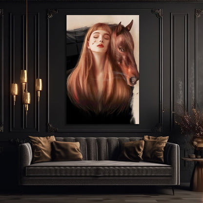 Girl with Horse in Background