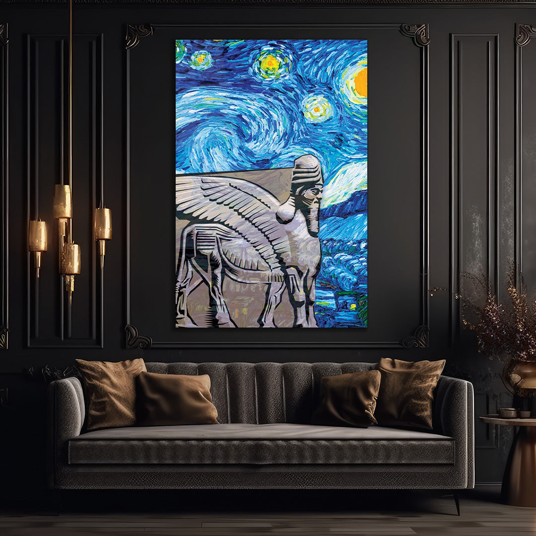 Van Gogh's Painting and a Symbolic Glass Wall Painting from Ancient Iraqi Artifacts