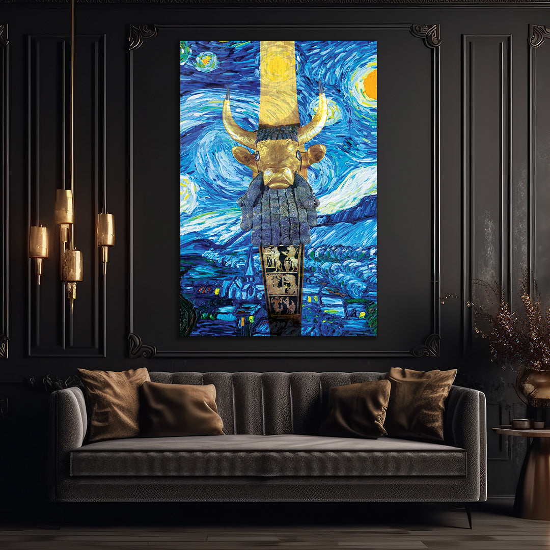 Van Gogh's Painting and a Symbolic Glass Wall Painting from Ancient Iraqi Artifacts