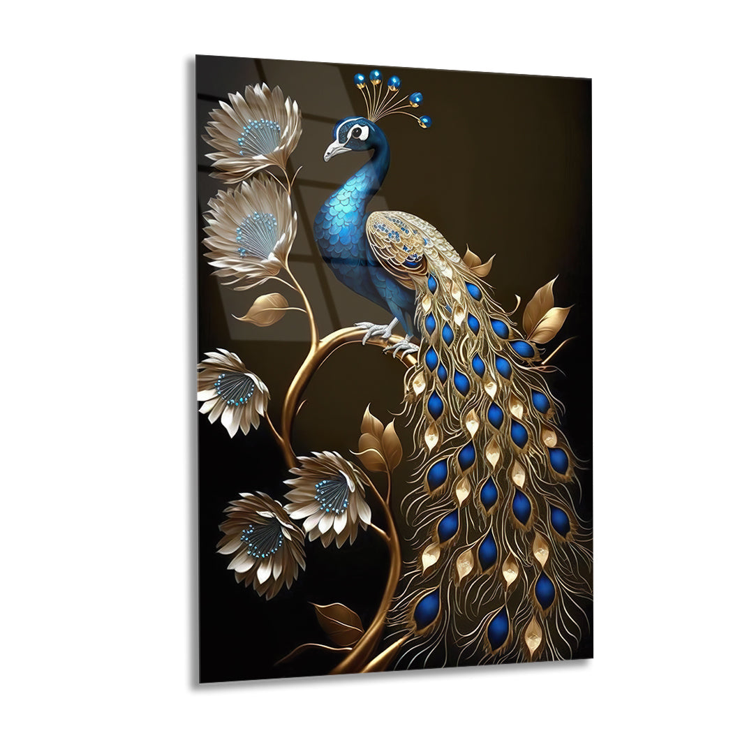 Magnificent Peacocks Glass Wall Art