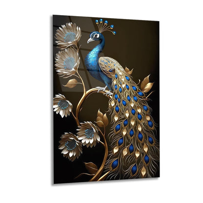 Magnificent Peacocks Glass Wall Art