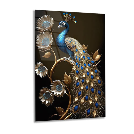 Magnificent Peacocks Glass Wall Art