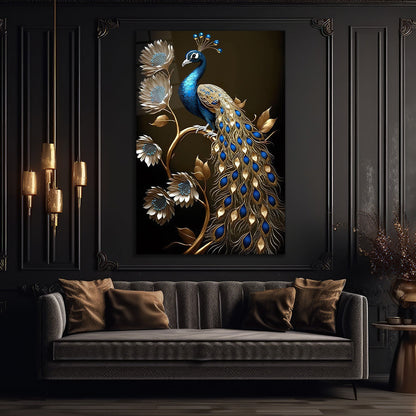 Magnificent Peacocks Glass Wall Art