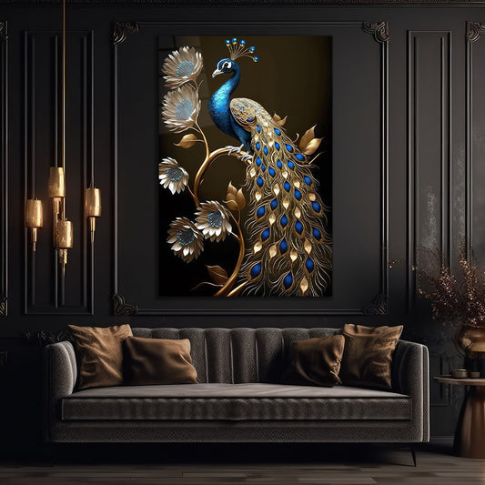 Magnificent Peacocks Glass Wall Art