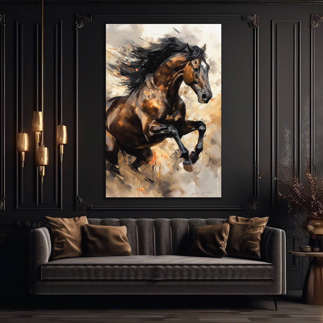 Abstract Horse Glass Wall Painting