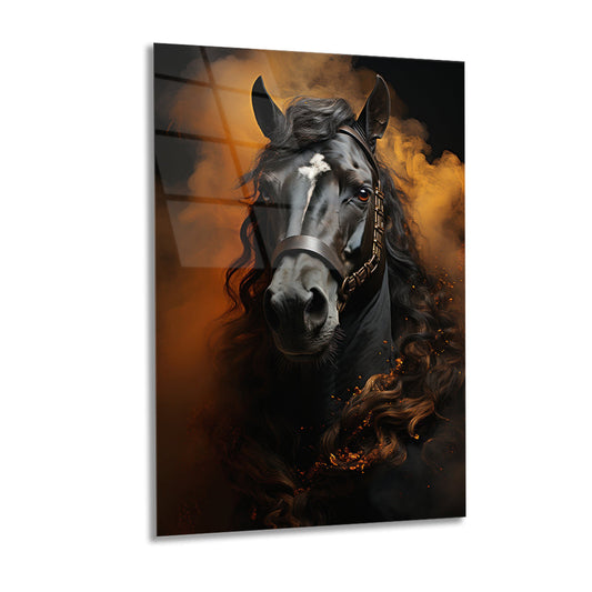 Horse Abstract Art Glass Wall Painting