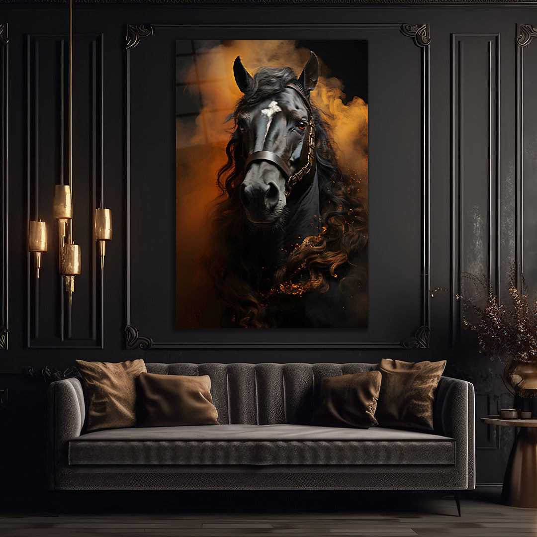 Horse Abstract Art Glass Wall Painting