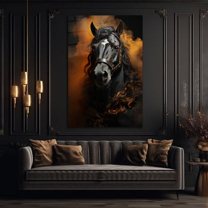 Horse Abstract Art Glass Wall Painting