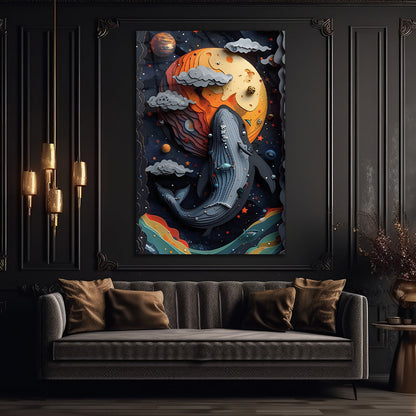 AI-Generated Whale and Ocean Glass Wall Art