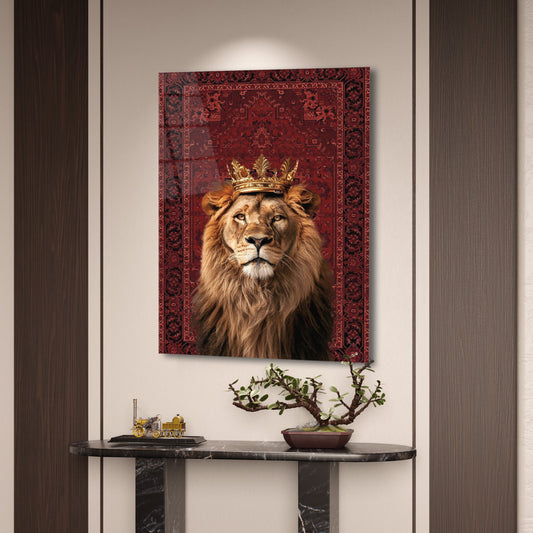 Aslan & Halı Desenli – 4mm Temperli Cam Tablo