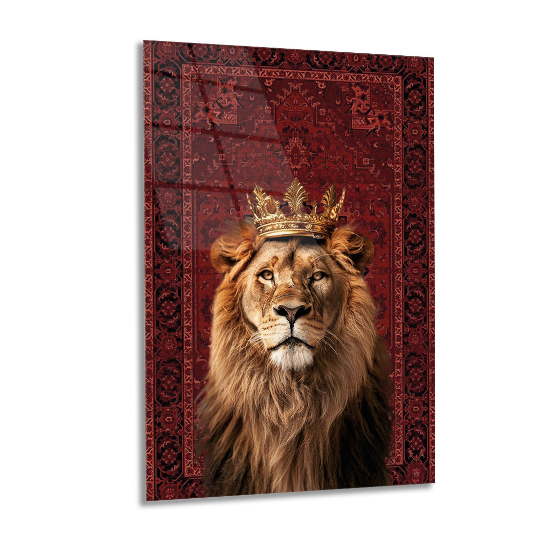 Aslan & Halı Desenli – 4mm Temperli Cam Tablo