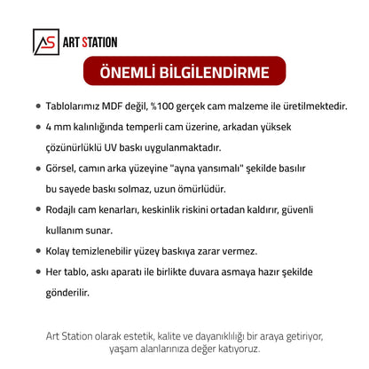 Kraliyet Aslan Ailesi Taçlı Cam Tablo