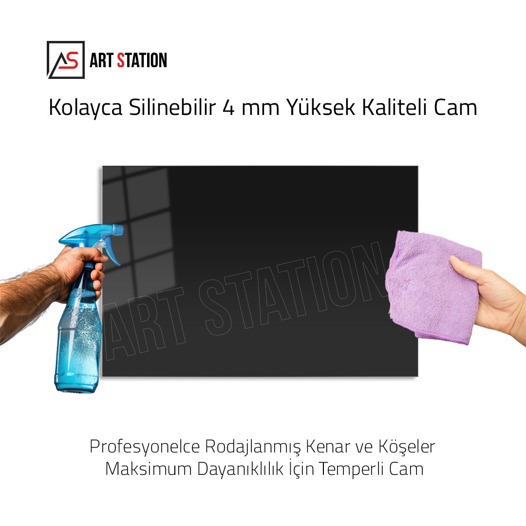 Siyah Aslan Cam Tablo – Lüks ve Modern Duvar Dekoru