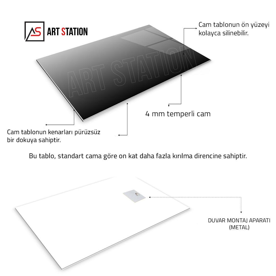 Akışkan Ruh - 4 mm Temperli Cam Tablo - Ev, ofis dekorasyon
