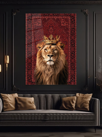 Aslan & Halı Desenli – 4mm Temperli Cam Tablo