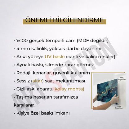 Endüstriyel Metal Dişli Tasarımlı Cam Saatli Tablo 4 mm