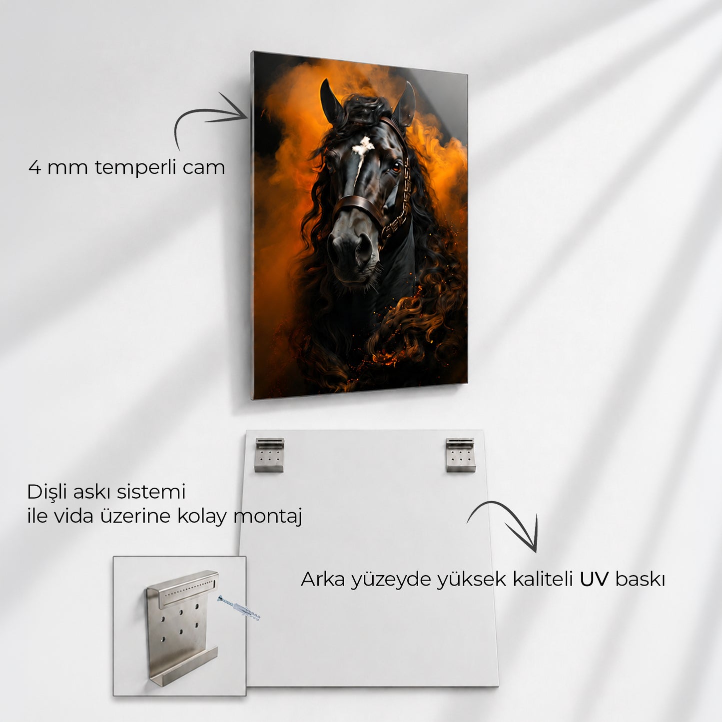 Altın Ormanda Yürüyen Kurt Cam Tablo