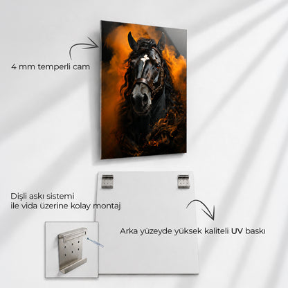 Altın Ormanda Yürüyen Kurt Cam Tablo