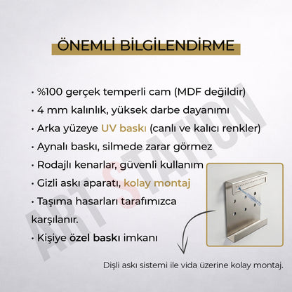 Dolunaylı Galata Kulesi Cam Tablo