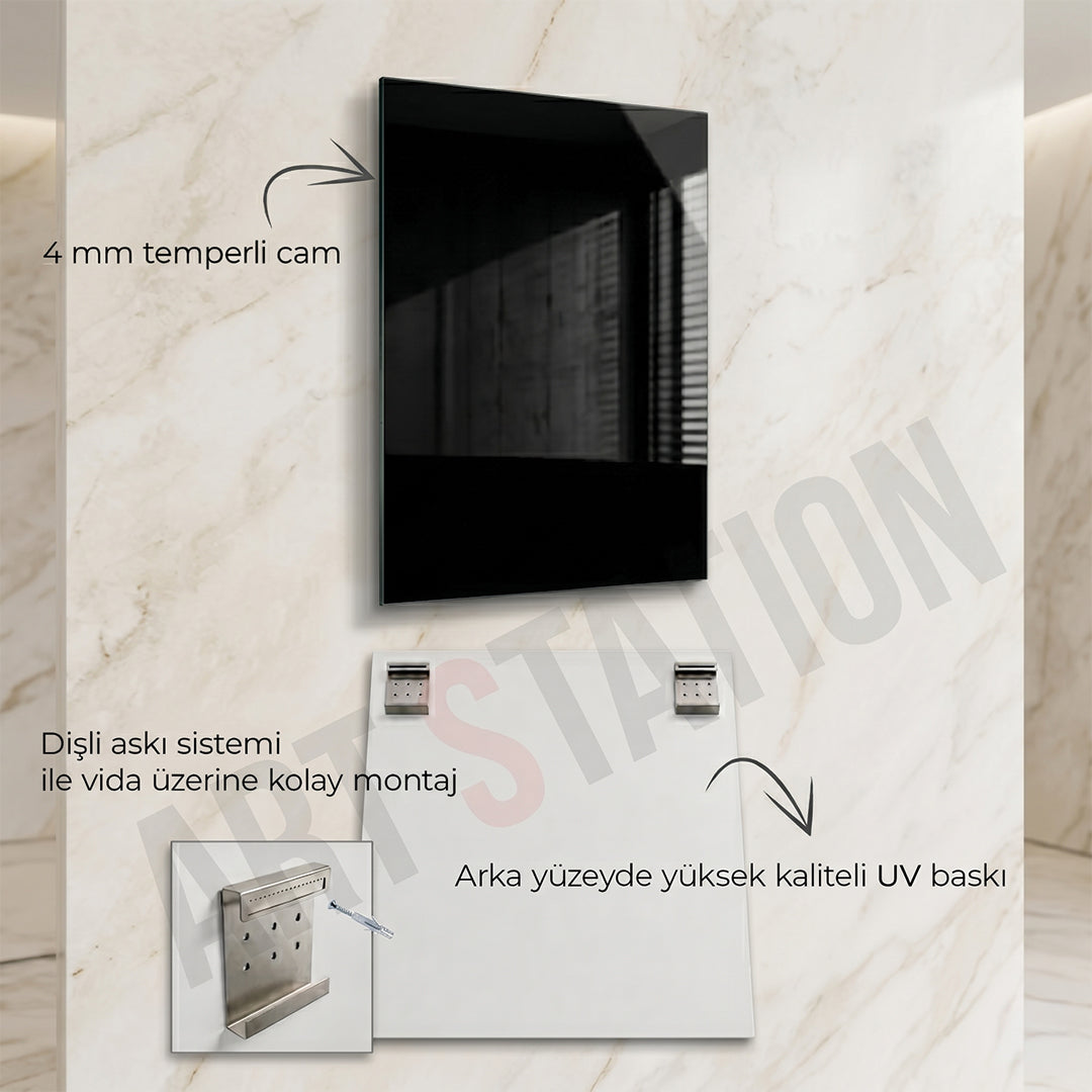 Dolunaylı Galata Kulesi Cam Tablo